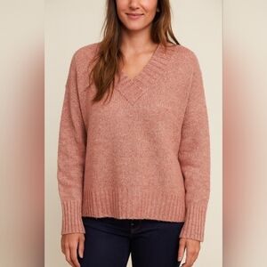 Bluetime Women’s Dusty Pink V-Neck Knit Sweater – Size S